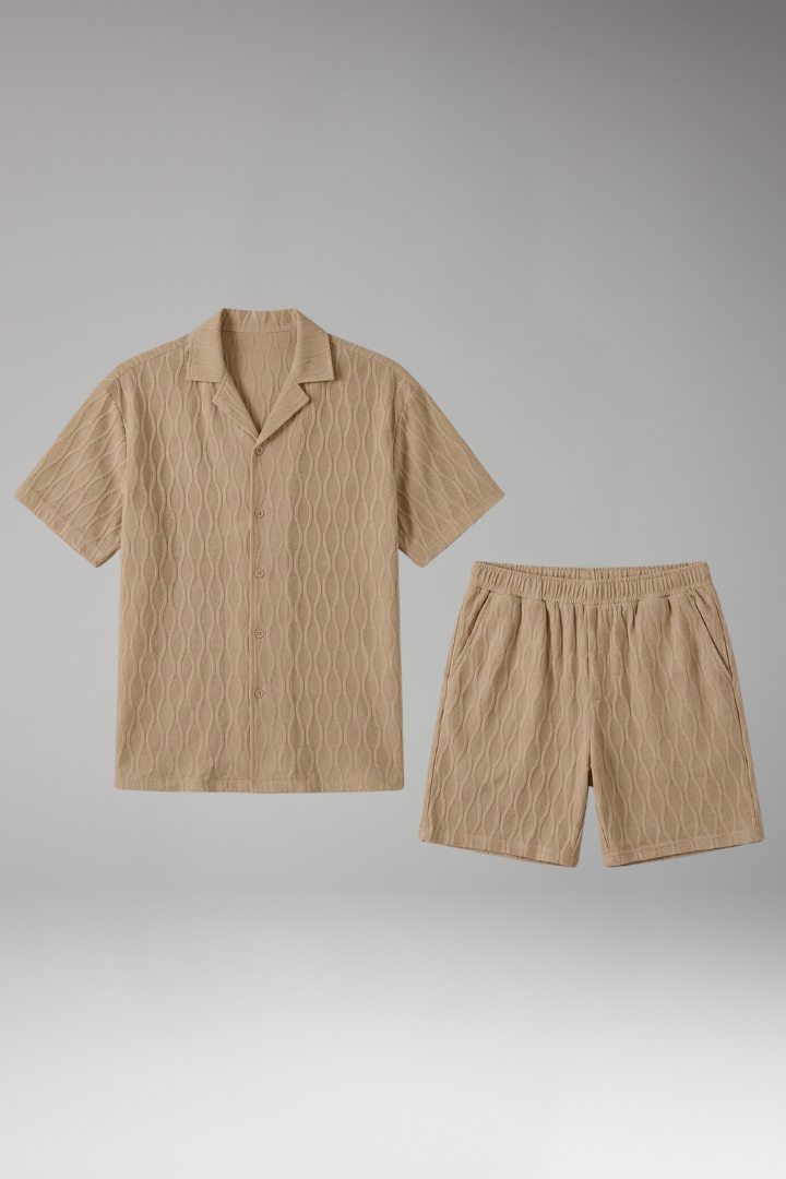 Men's Summer Two-Piece Set with Button-Up Shirt