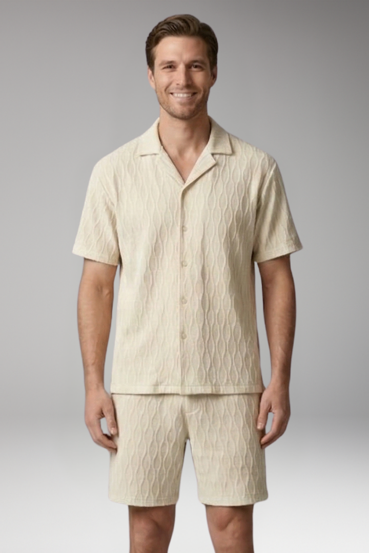 Men's Summer Two-Piece Set with Button-Up Shirt