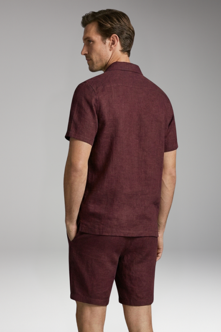 Men's Summer Two-Piece Set with Half-Zip Shirt and Quilted Shorts
