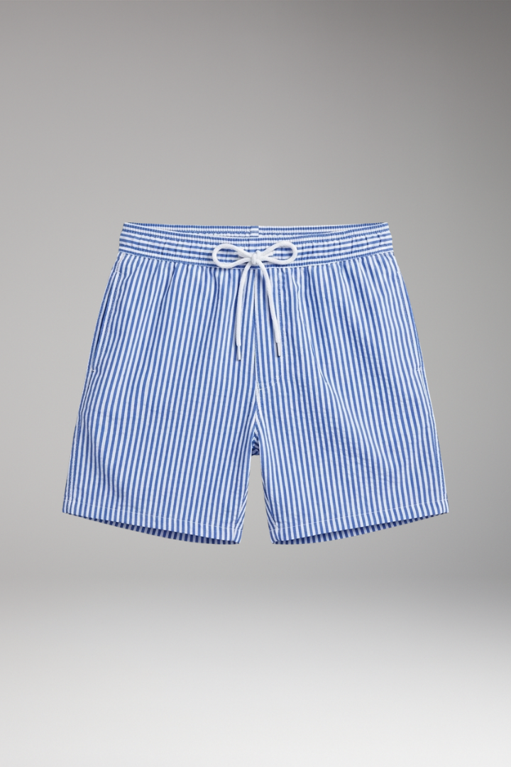 Men's Surf Shorts with Elastic Waistband and Striped Design