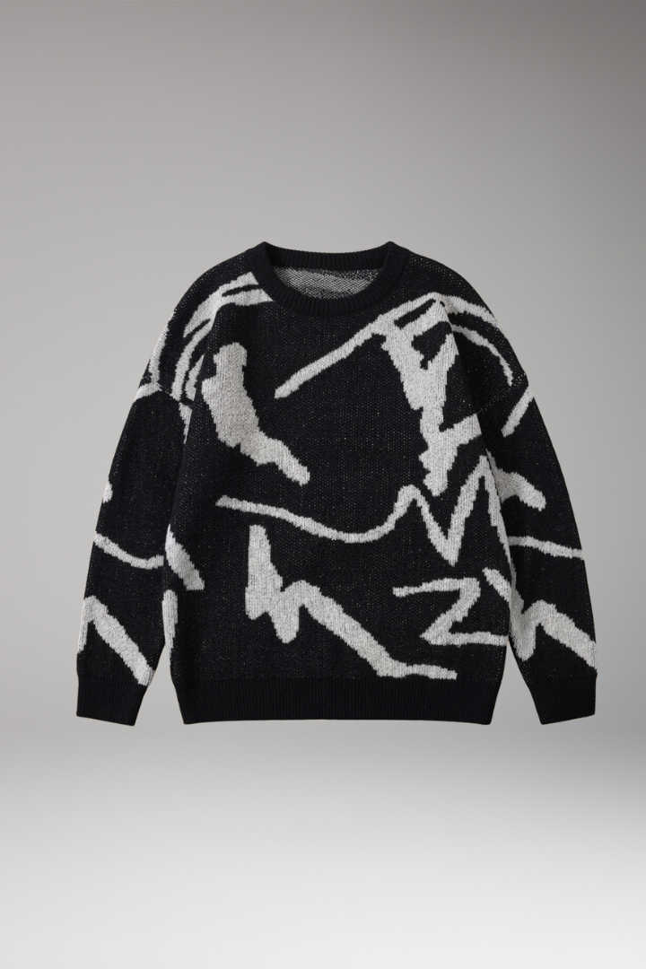 Men's Sweater with Crew Neck and Long Sleeves