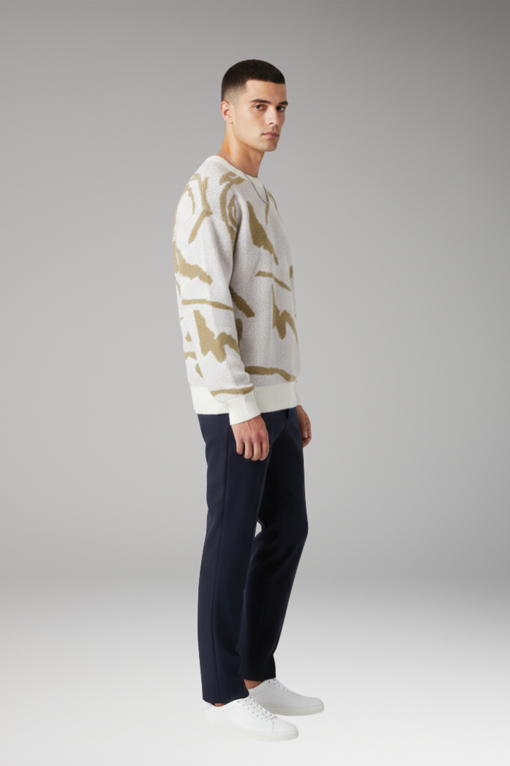Men’s Sweater with Crew Neck and Long Sleeves