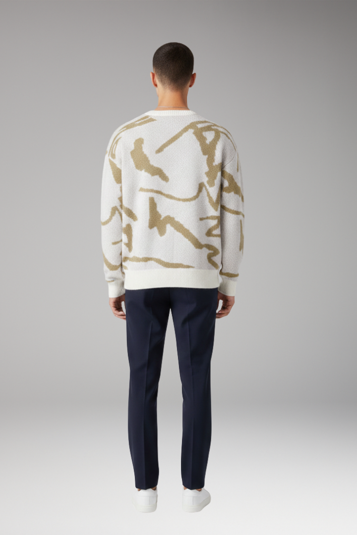 Men’s Sweater with Crew Neck and Long Sleeves