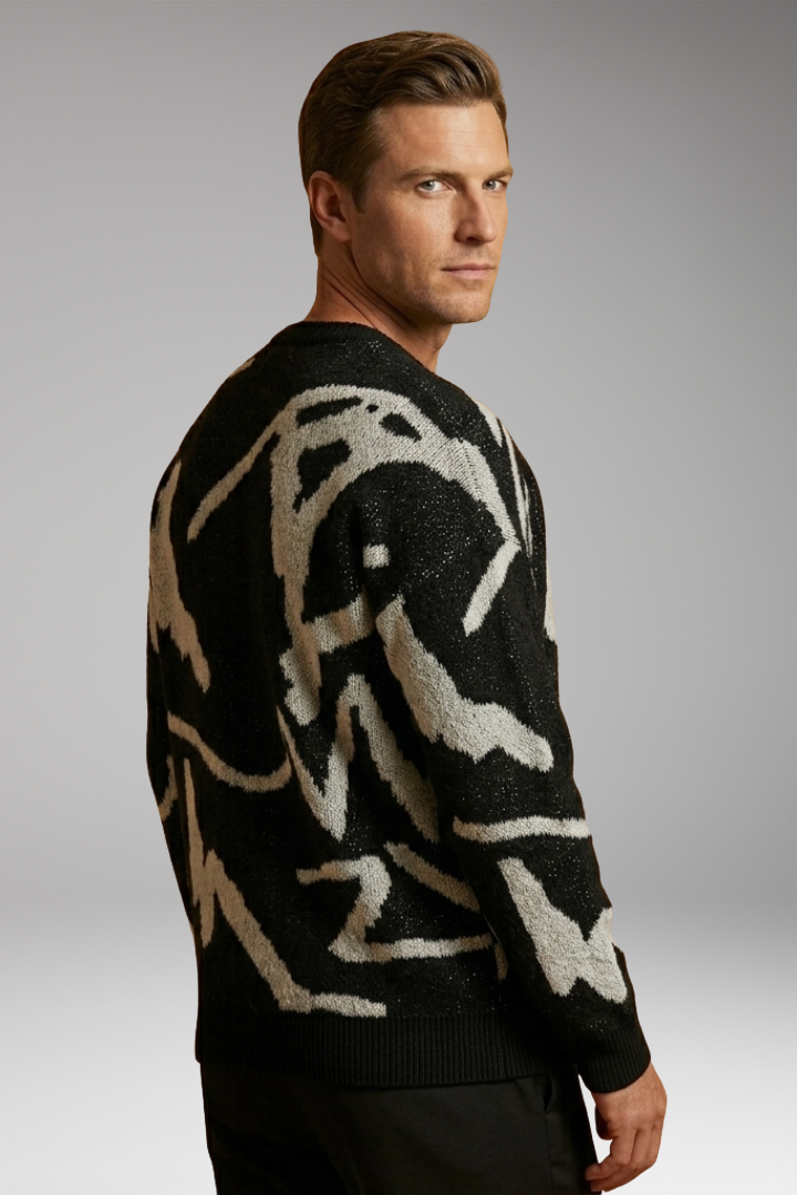 Men's Sweater with Crew Neck and Long Sleeves