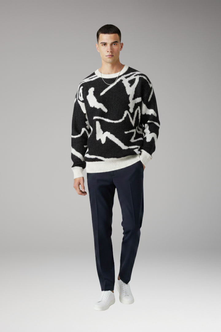 Men’s Sweater with Crew Neck and Long Sleeves
