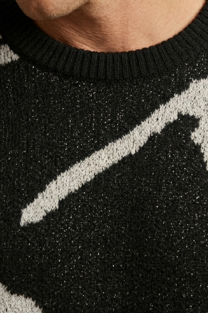 Men's Sweater with Crew Neck and Long Sleeves