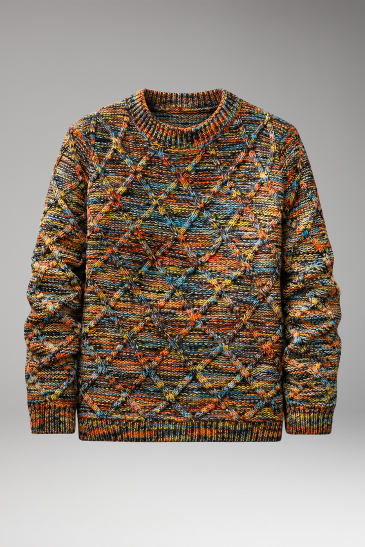 Men’s Sweater with Diamond Pattern Texture