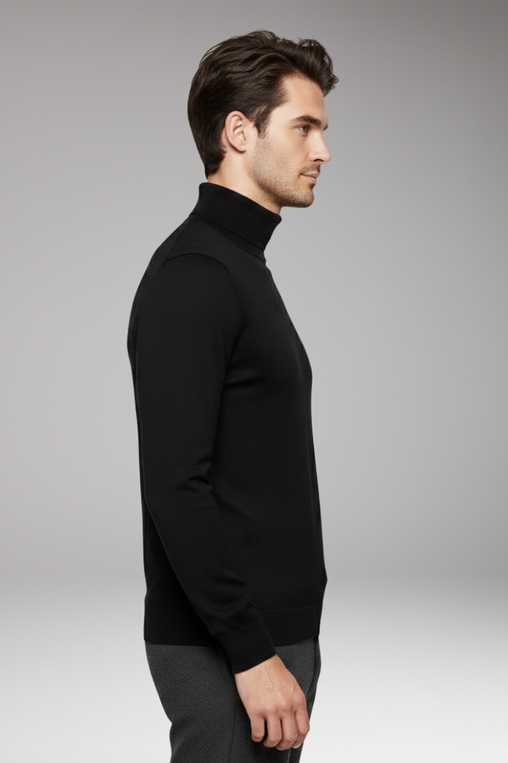 Men’s Sweater with Turtleneck and Long Sleeves