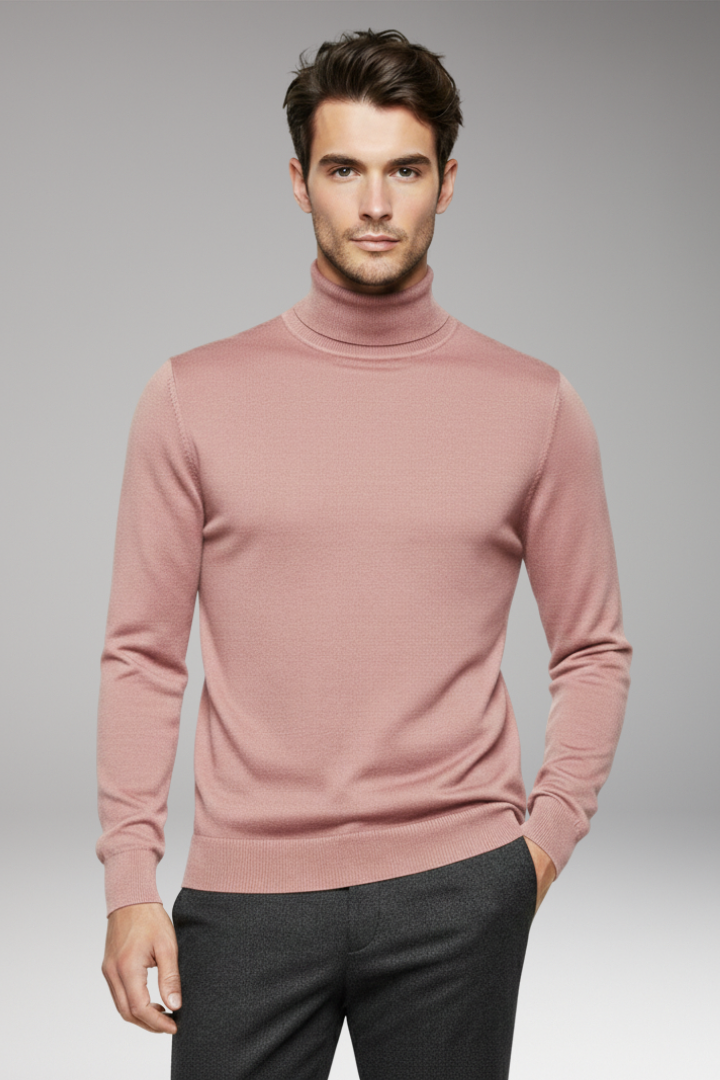 Men’s Sweater with Turtleneck and Long Sleeves