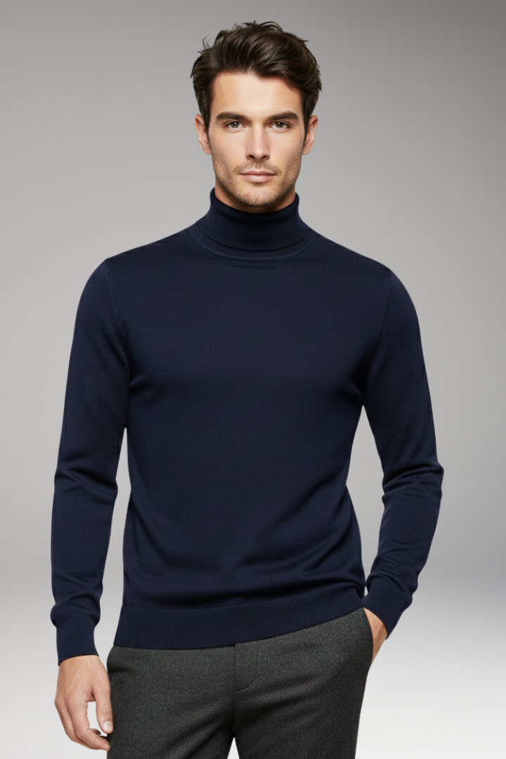 Men’s Sweater with Turtleneck and Long Sleeves