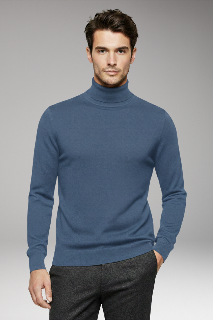 Men’s Sweater with Turtleneck and Long Sleeves