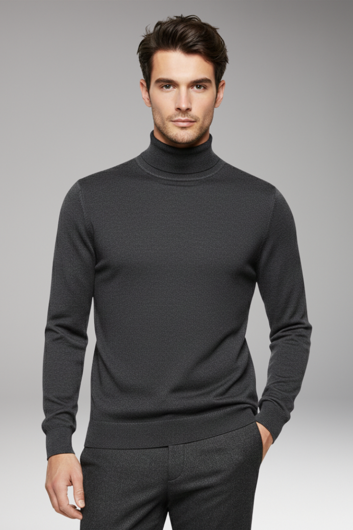Men’s Sweater with Turtleneck and Long Sleeves