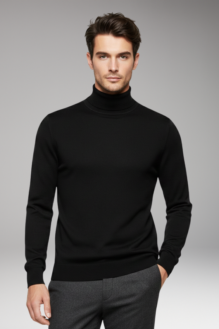 Men’s Sweater with Turtleneck and Long Sleeves