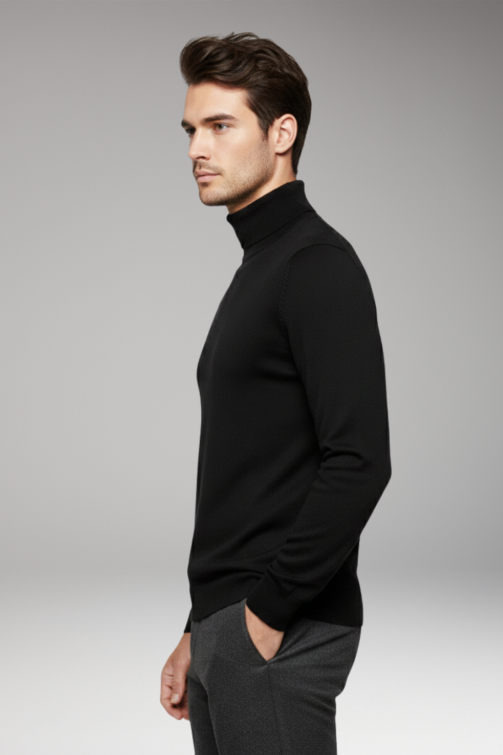 Men’s Sweater with Turtleneck and Long Sleeves