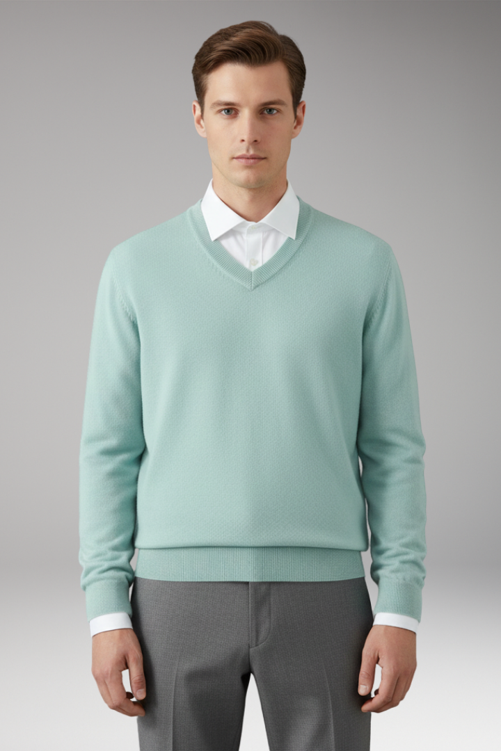 Men’s Sweater with V Neck and Loose Fit