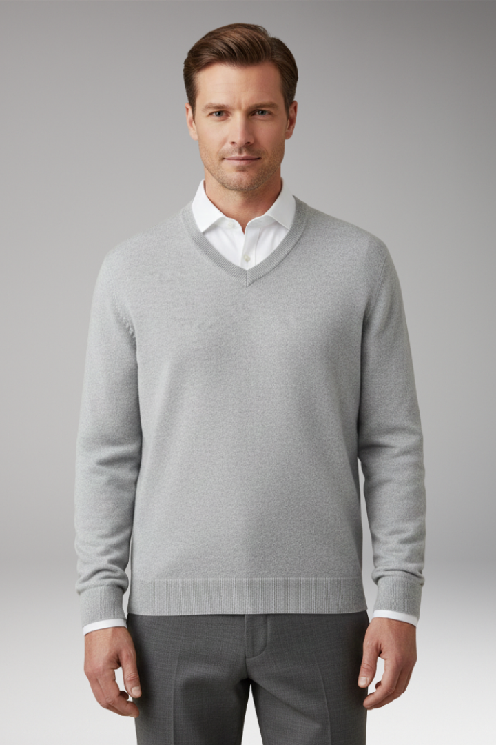 Men’s Sweater with V Neck and Loose Fit