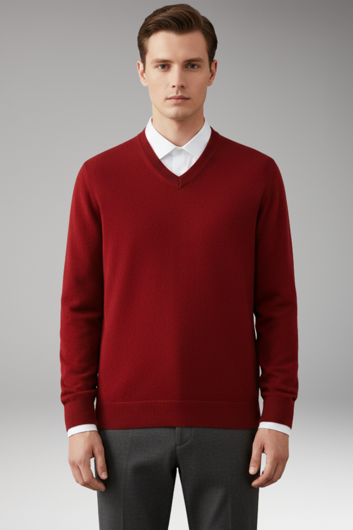 Men’s Sweater with V Neck and Loose Fit