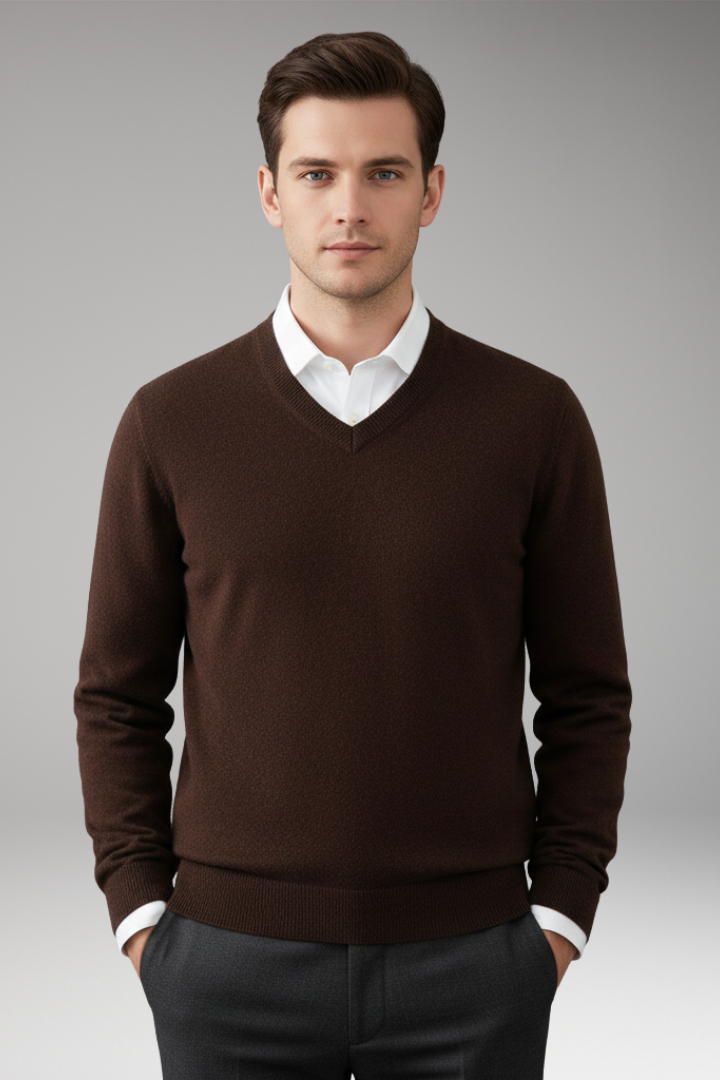 Men’s Sweater with V Neck and Loose Fit