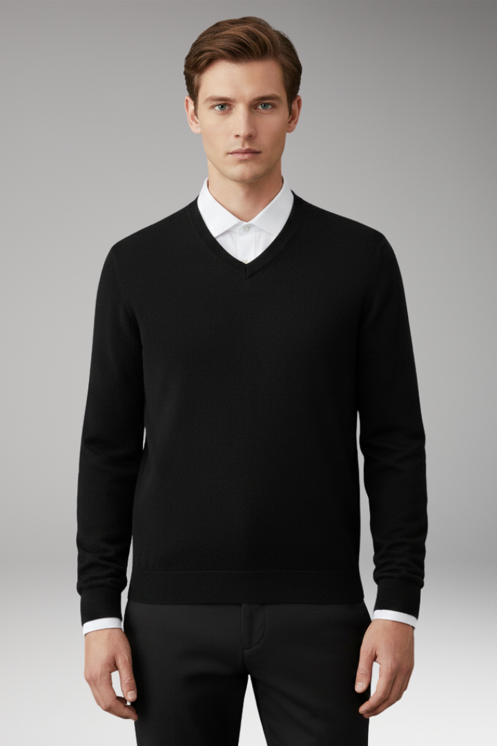Men’s Sweater with V Neck and Loose Fit