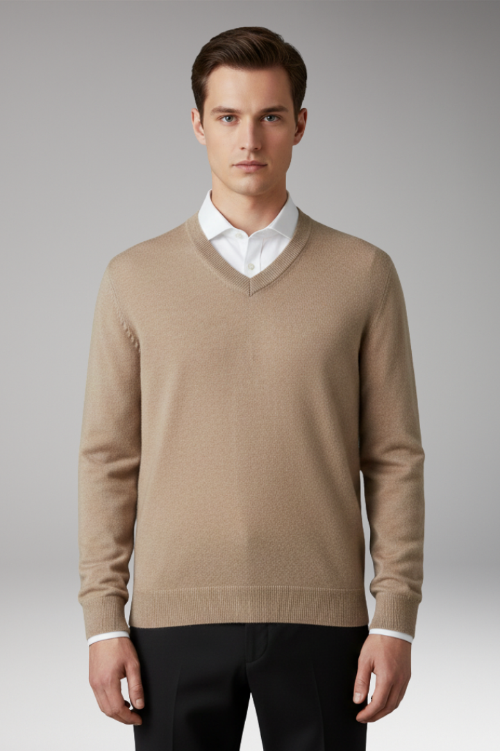 Men’s Sweater with V Neck and Loose Fit