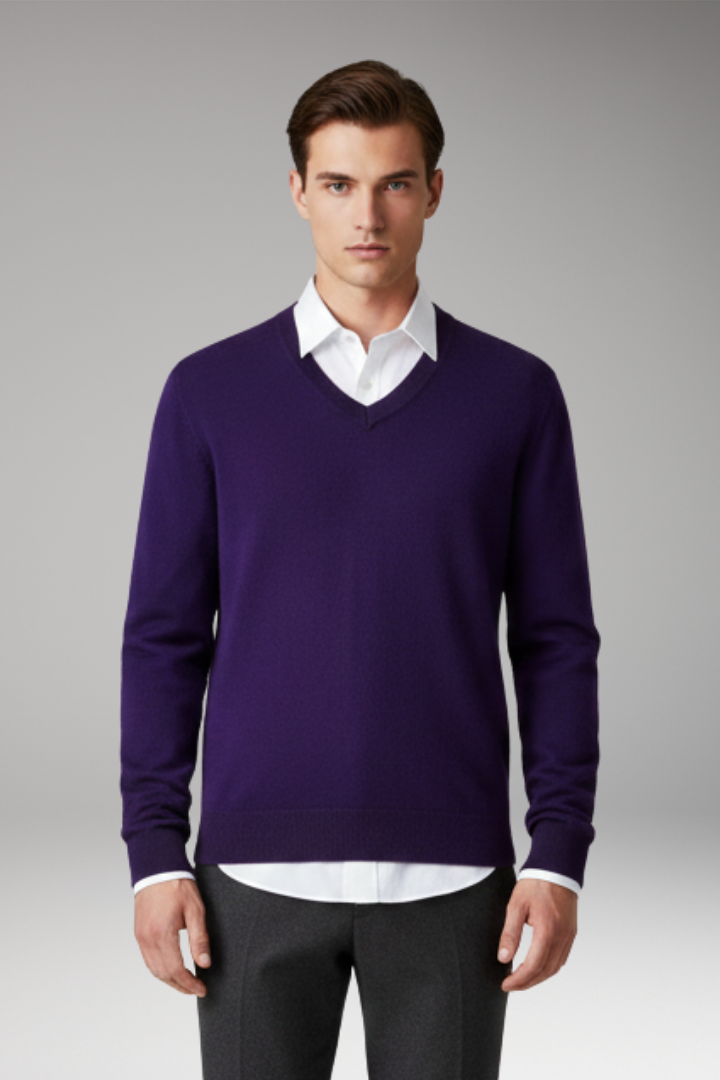 Men’s Sweater with V Neck and Loose Fit