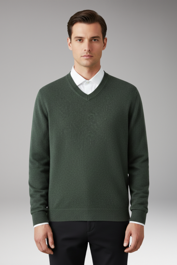 Men’s Sweater with V Neck and Loose Fit