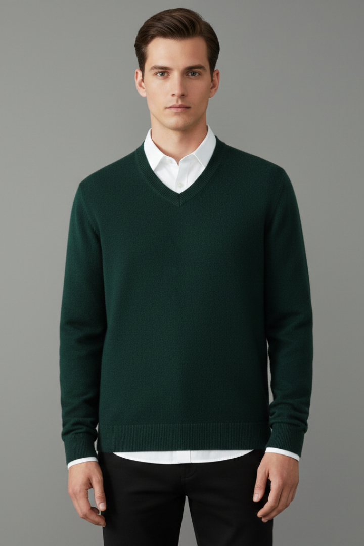 Men’s Sweater with V Neck and Loose Fit
