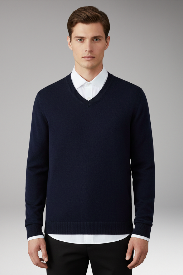 Men’s Sweater with V Neck and Loose Fit