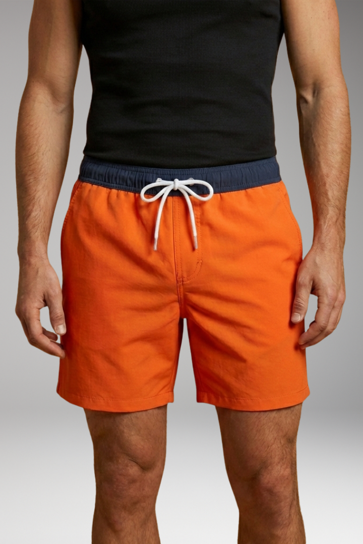 Men's Swim Shorts with Drawstring Waistband and Side Pockets