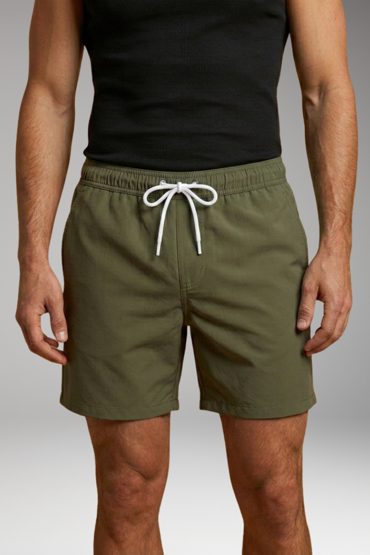Men's Swim Shorts with Drawstring Waistband and Side Pockets