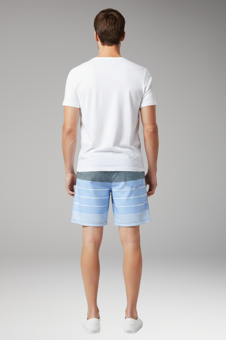 Men's Swim Shorts with Drawstring and Striped Pattern