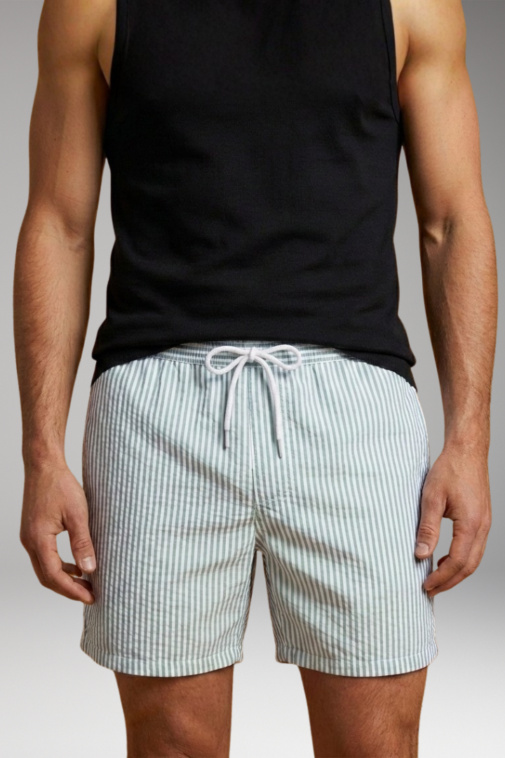 Men's Swim Shorts with Elastic Waistband and Drawstring