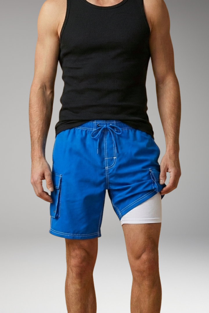 Men's Swim Shorts with Elastic Waistband and Drawstring