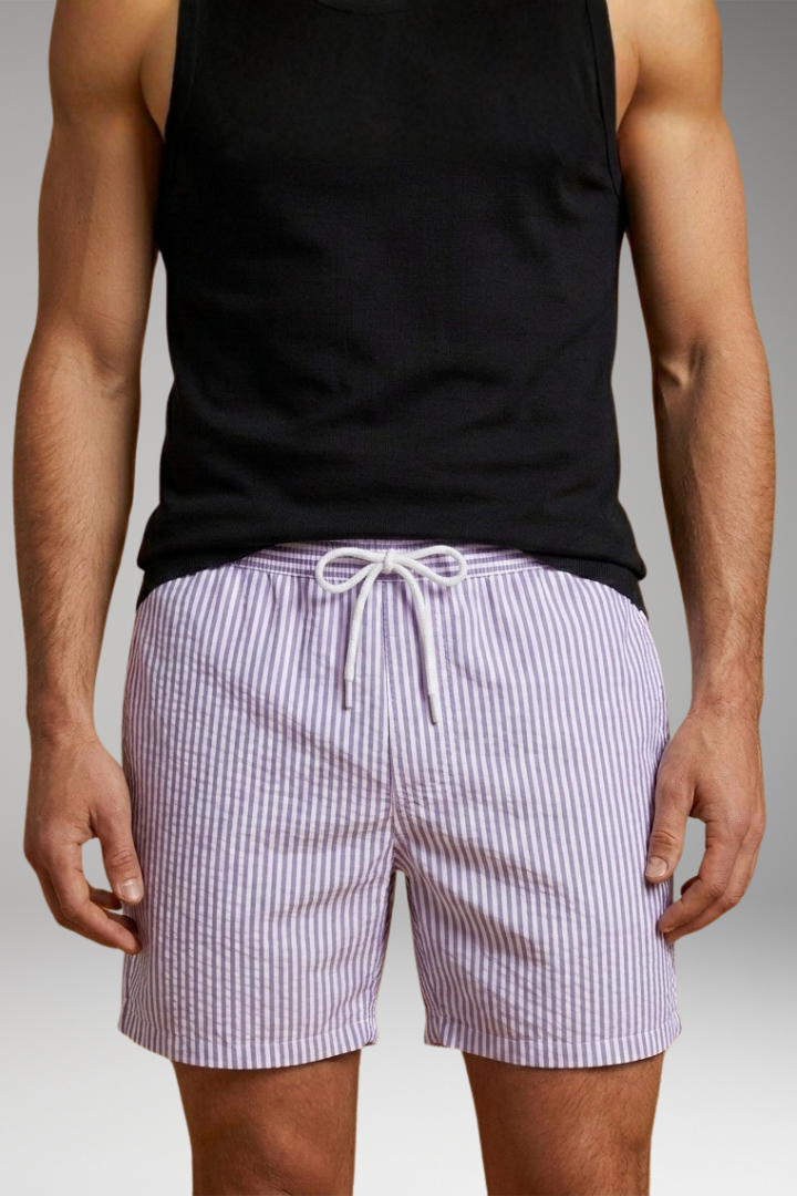 Men's Swim Shorts with Elastic Waistband and Drawstring