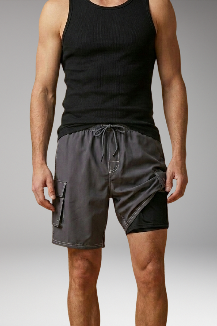 Men's Swim Shorts with Elastic Waistband and Drawstring