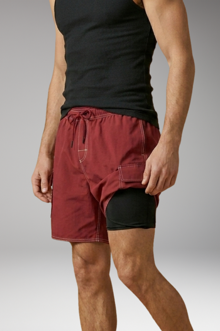 Men's Swim Shorts with Elastic Waistband and Drawstring