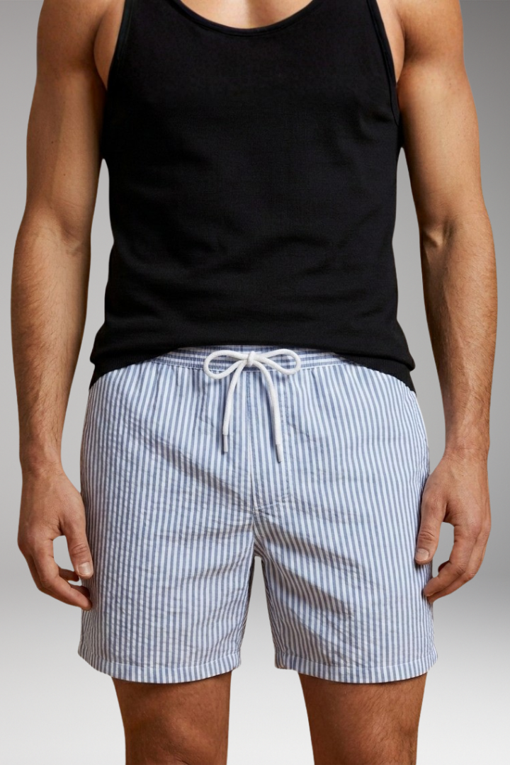 Men's Swim Shorts with Elastic Waistband and Drawstring