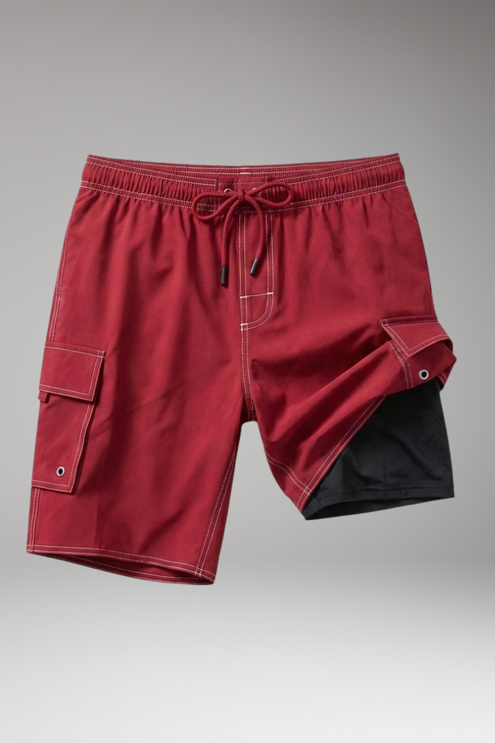 Men's Swim Shorts with Elastic Waistband and Drawstring