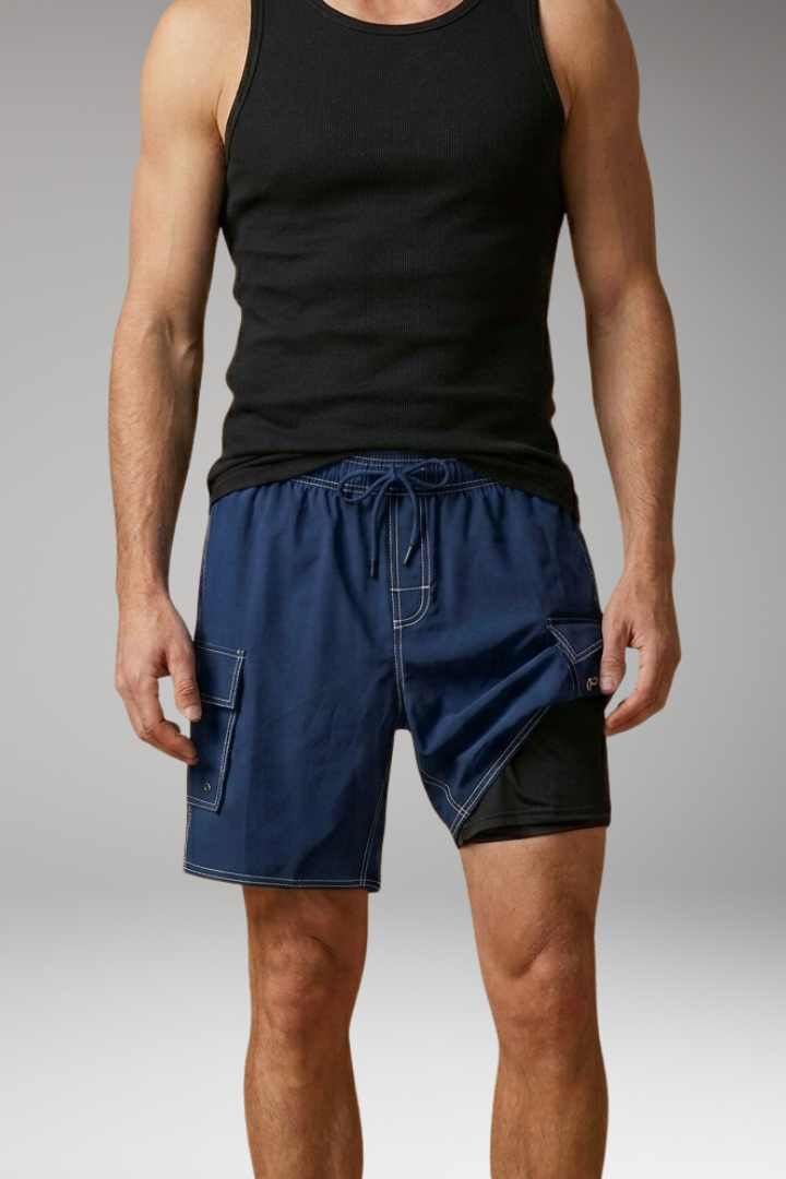 Men's Swim Shorts with Elastic Waistband and Drawstring