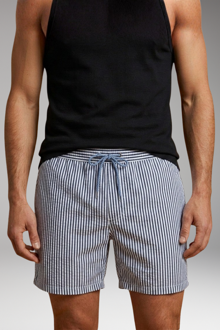Men's Swim Shorts with Elastic Waistband and Drawstring