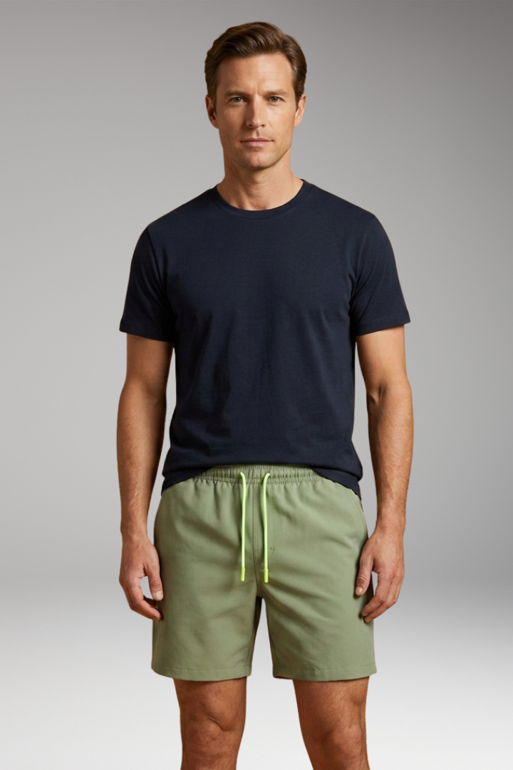 Men's Swim Shorts with Elastic Waistband and Side Pockets