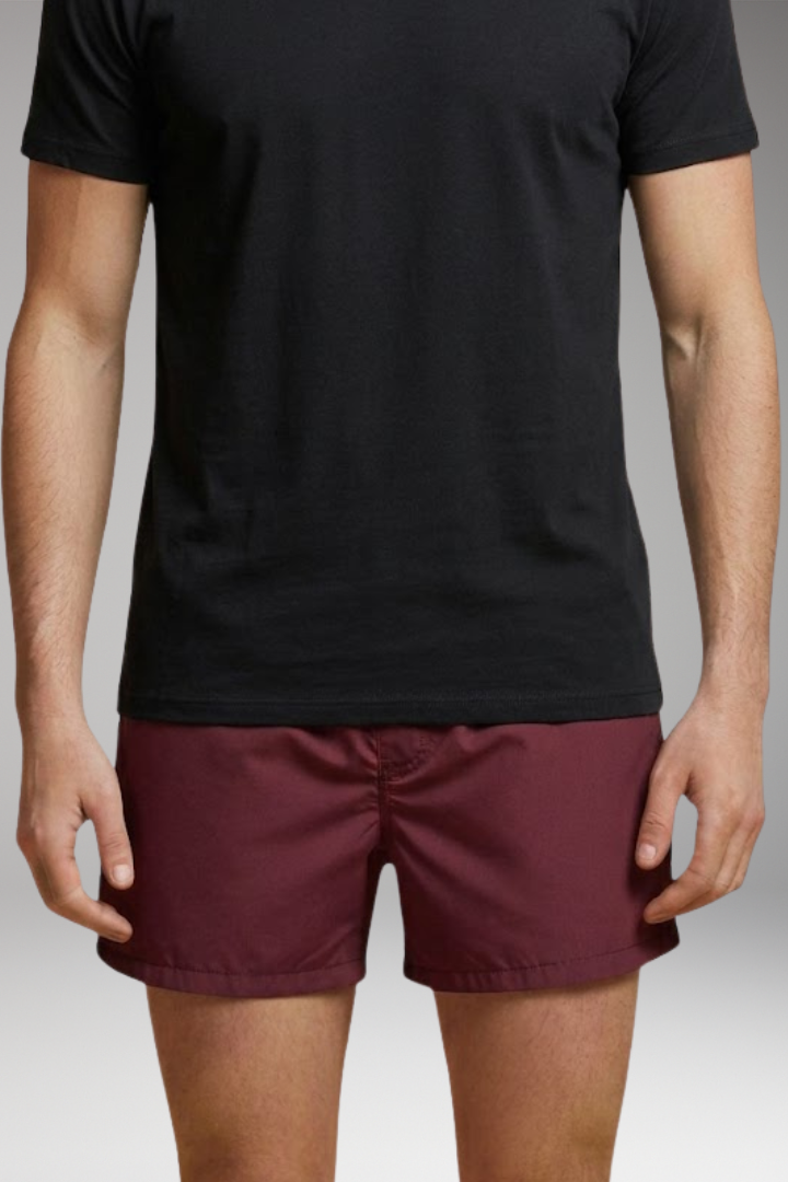 Men's Swim Shorts with Elastic Waistband and Zipper Pockets
