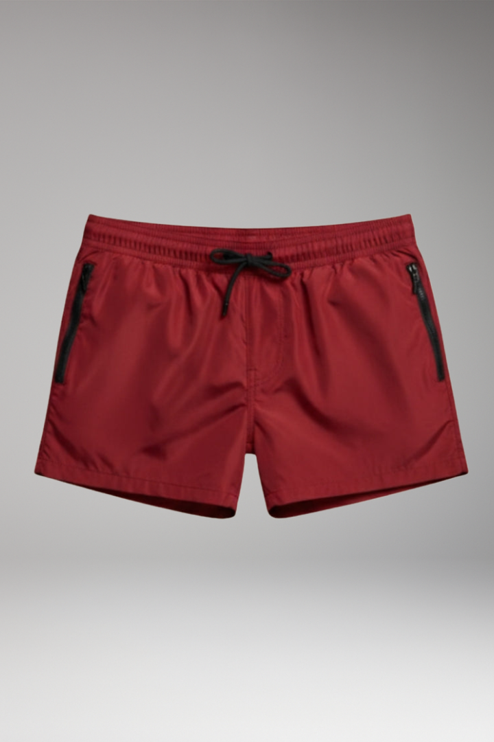 Men's Swim Shorts with Elastic Waistband and Zipper Pockets