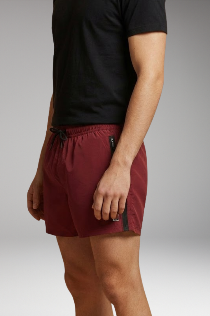 Men's Swim Shorts with Elastic Waistband and Zipper Pockets