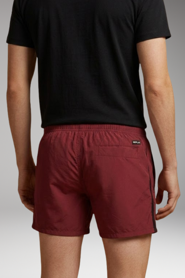 Men's Swim Shorts with Elastic Waistband and Zipper Pockets