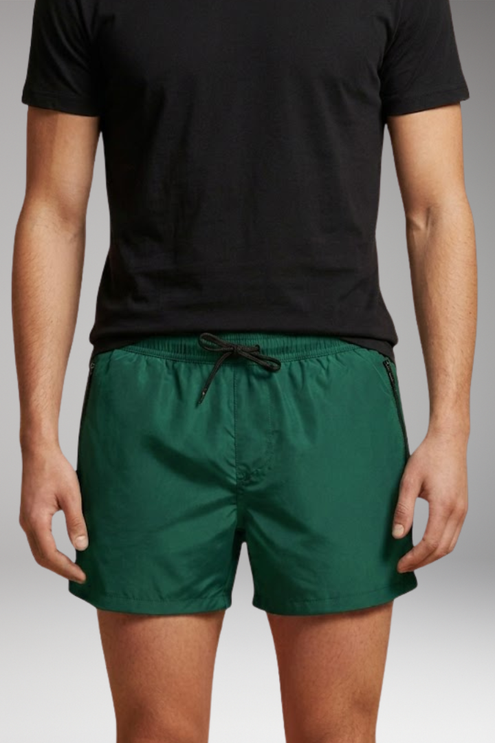 Men's Swim Shorts with Elastic Waistband and Zipper Pockets