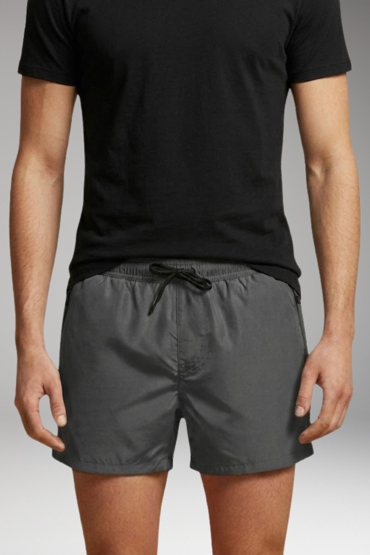 Men's Swim Shorts with Elastic Waistband and Zipper Pockets
