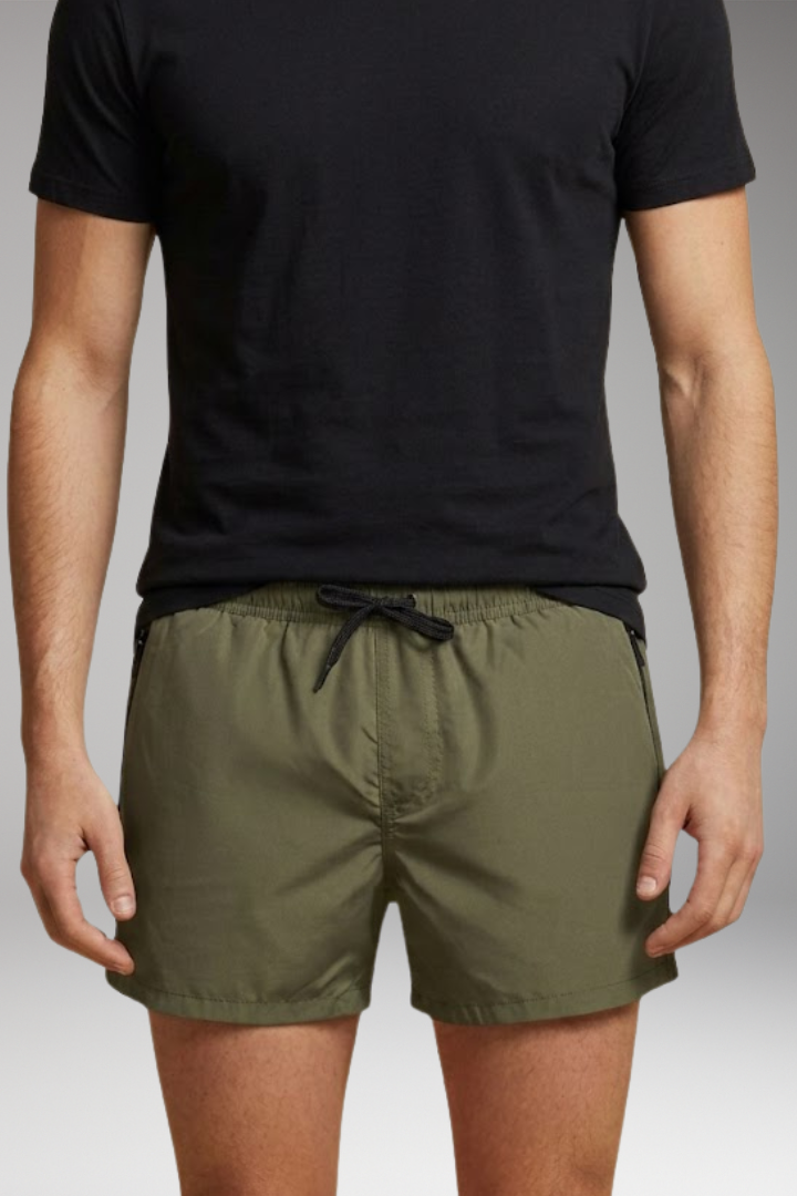 Men's Swim Shorts with Elastic Waistband and Zipper Pockets