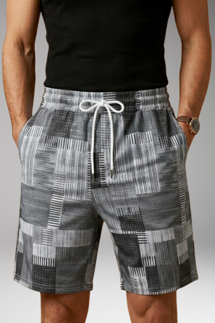Men's Swim Shorts with Graphic Pattern and Elastic Waistband