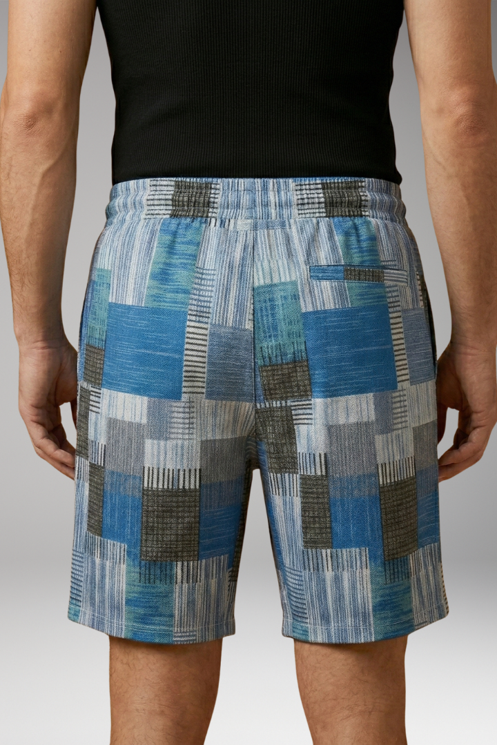 Men's Swim Shorts with Graphic Pattern and Elastic Waistband